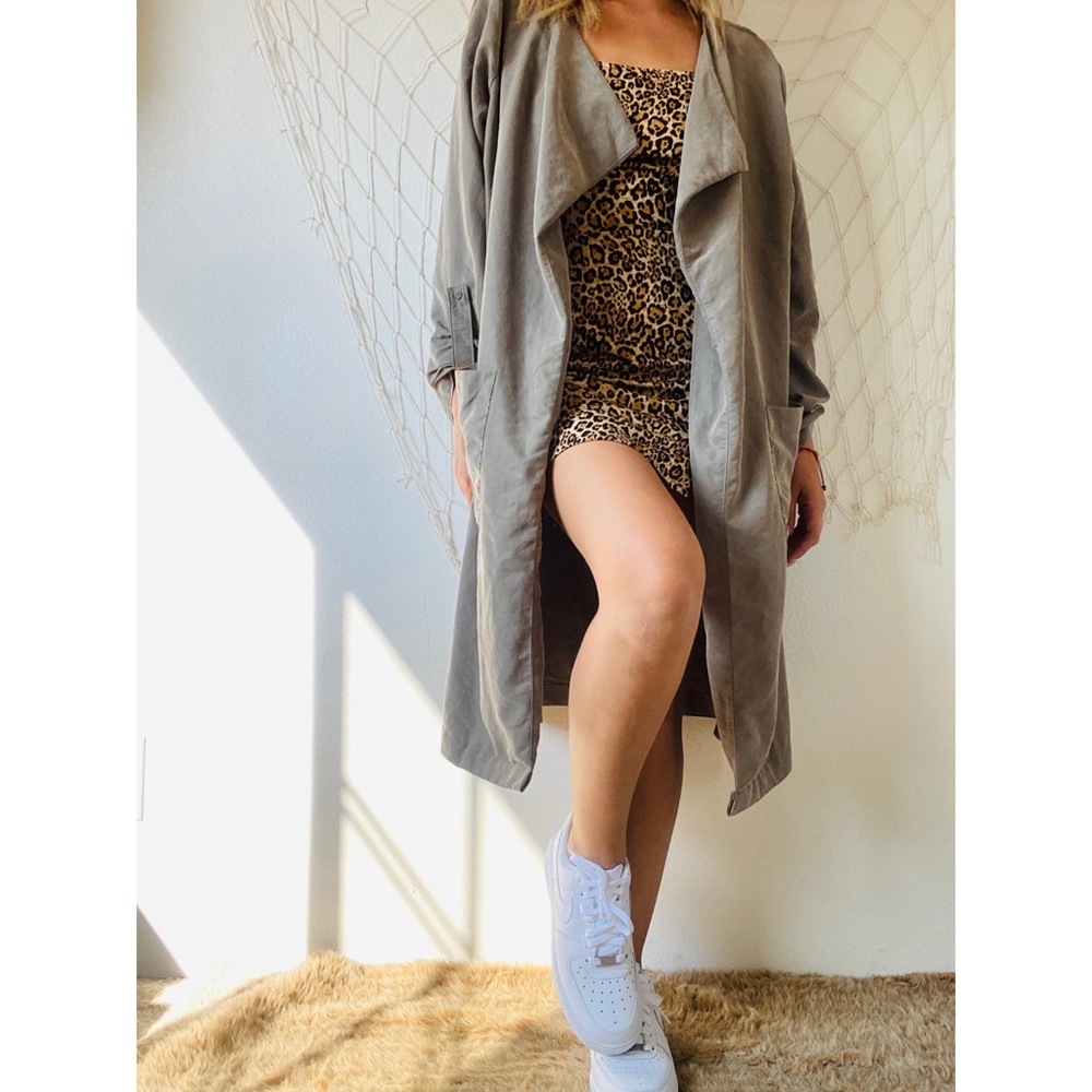 Color Thread Olive Long Lapel Jacket - Picture 7 of 10